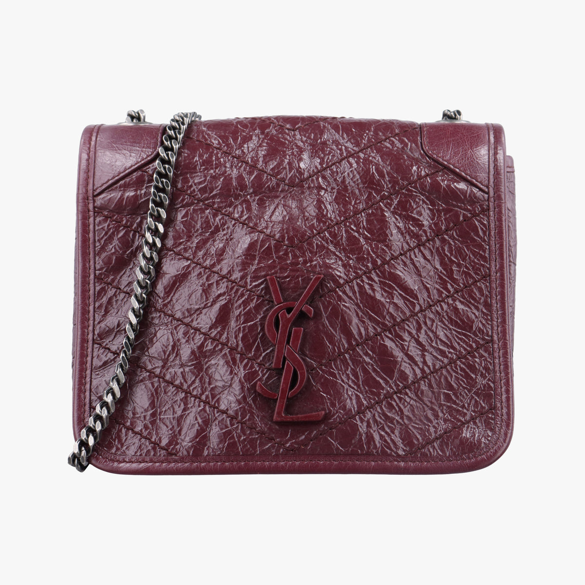 Pre-owned Yves Saint Laurent Niki Burgundy Leather 583103 shoulderbag | stylenewstar