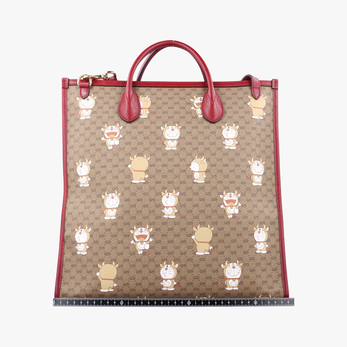 Pre-owned Gucci Doraemon GG Supreme Beige×Red PVC coated canvas×Leather 654345 shoulderbag | stylenewstar