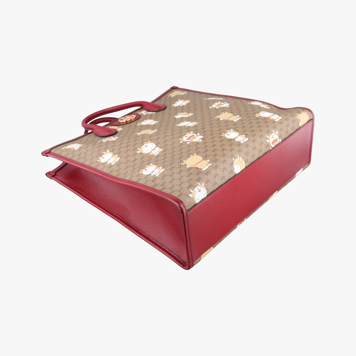 Pre-owned Gucci Doraemon GG Supreme Beige×Red PVC coated canvas×Leather 654345 shoulderbag | stylenewstar