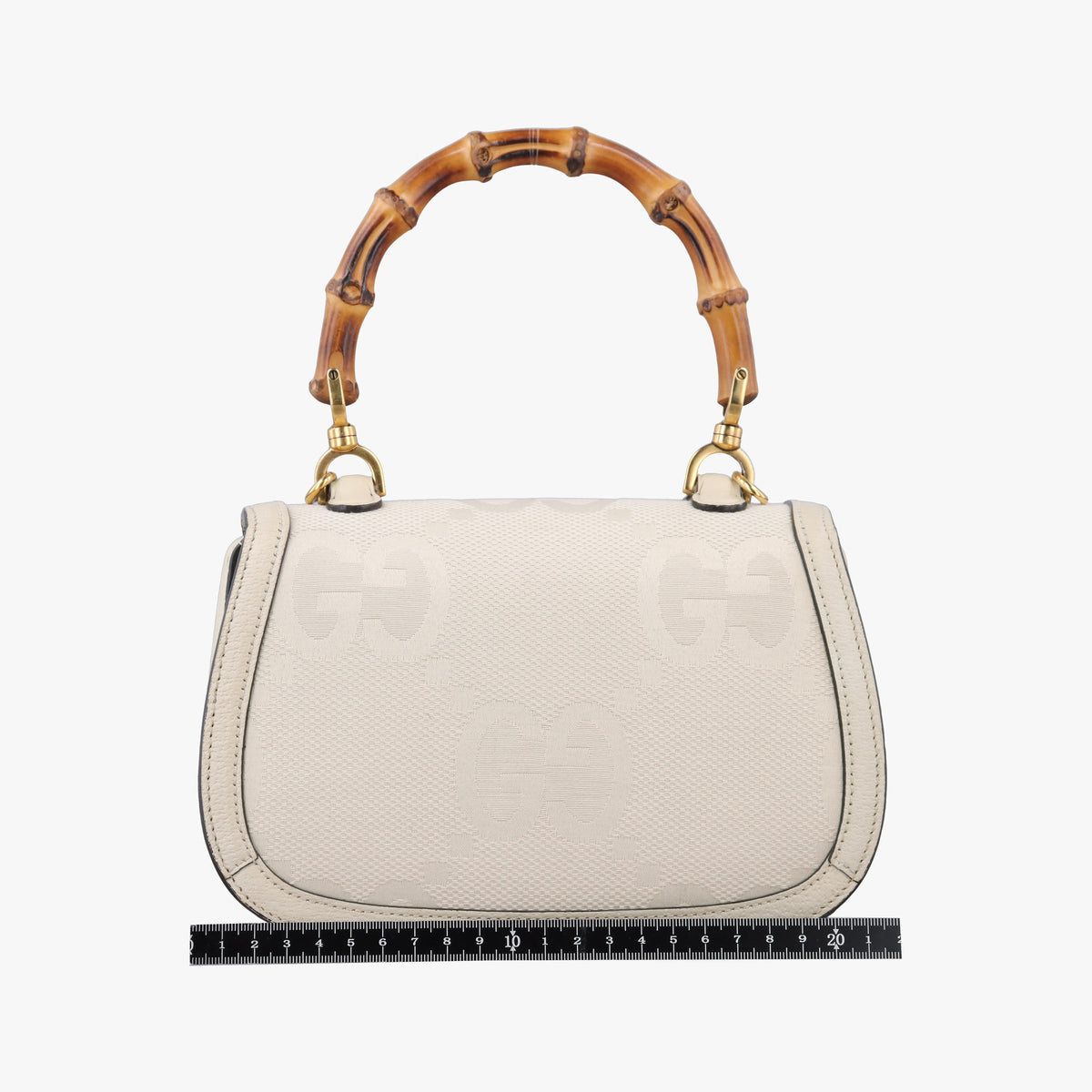 Pre-owned Gucci New Bamboo White canvas×leather 675797 shoulderbag | stylenewstar