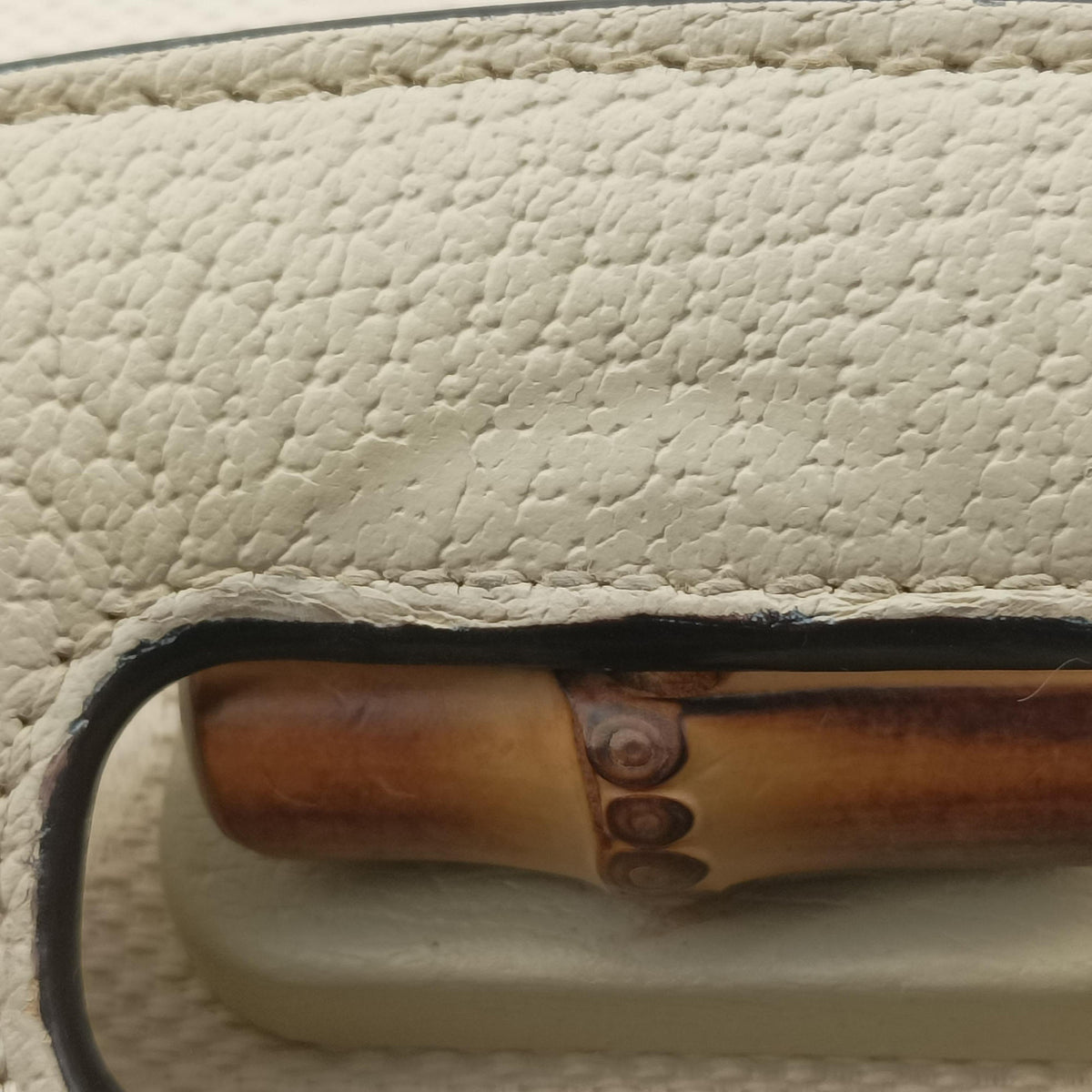 Pre-owned Gucci New Bamboo White canvas×leather 675797 shoulderbag | stylenewstar