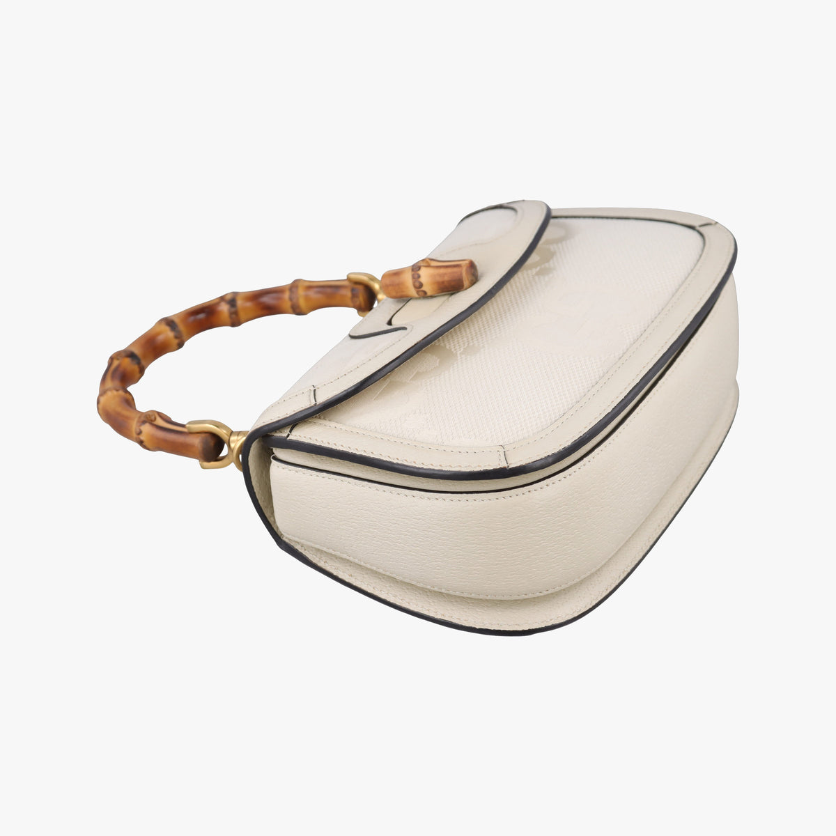 Pre-owned Gucci New Bamboo White canvas×leather 675797 shoulderbag | stylenewstar
