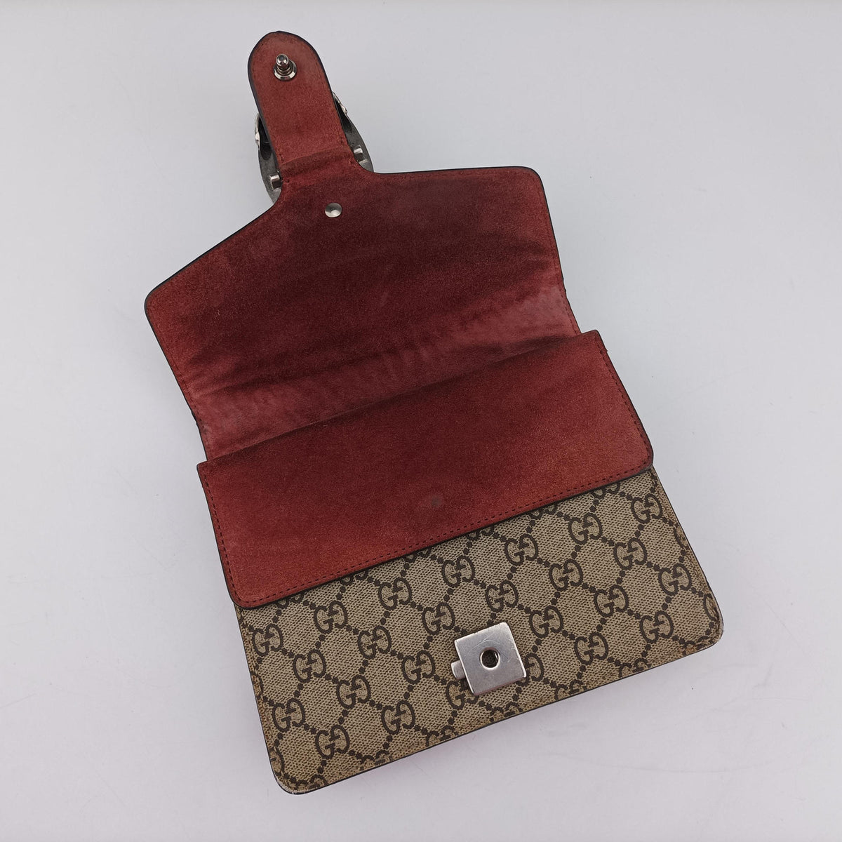 Pre-owned Gucci Dionysus beige×red×multicolor PVC coated canvas × suede 421970 shoulderbag | stylenewstar
