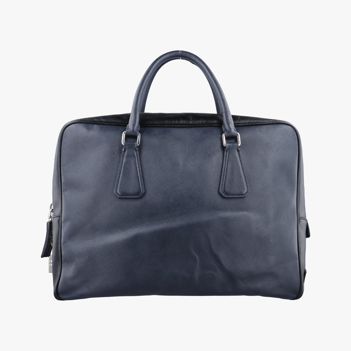Pre-owned Prada business bag briefcase Navy x Black SAFFIANO Leather 2VE363 handbag | stylenewstar