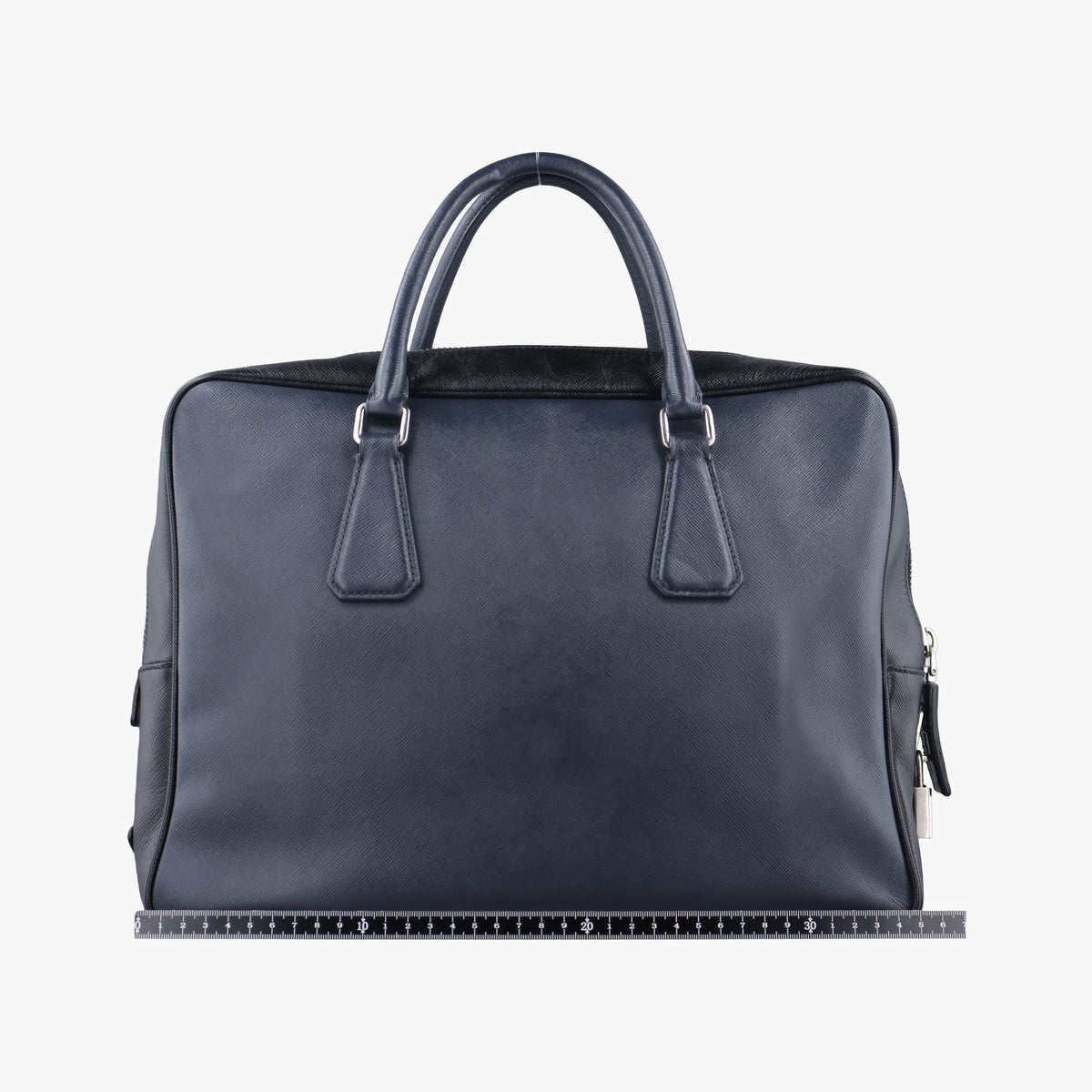 Pre-owned Prada business bag briefcase Navy x Black SAFFIANO Leather 2VE363 handbag | stylenewstar