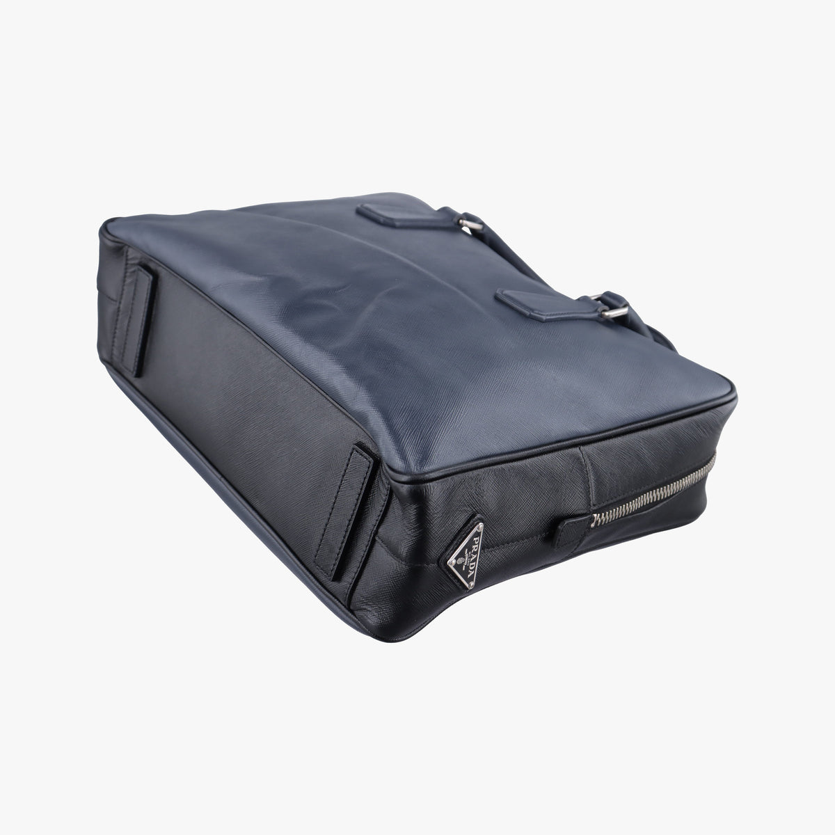 Pre-owned Prada business bag briefcase Navy x Black SAFFIANO Leather 2VE363 handbag | stylenewstar