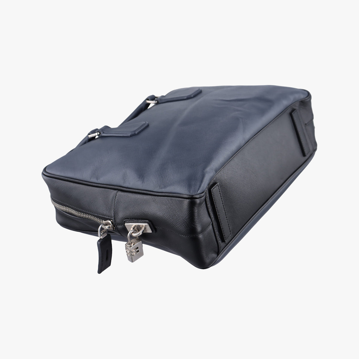 Pre-owned Prada business bag briefcase Navy x Black SAFFIANO Leather 2VE363 handbag | stylenewstar