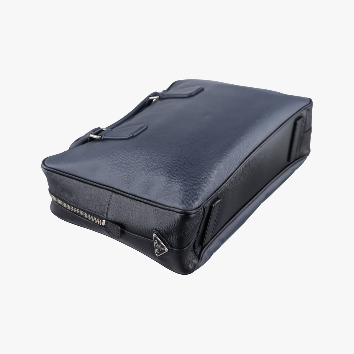Pre-owned Prada business bag briefcase Navy x Black SAFFIANO Leather 2VE363 handbag | stylenewstar