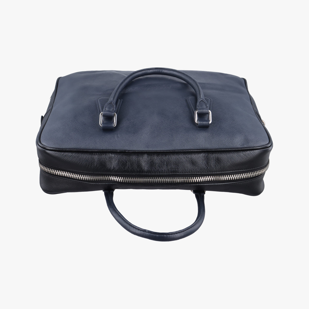 Pre-owned Prada business bag briefcase Navy x Black SAFFIANO Leather 2VE363 handbag | stylenewstar
