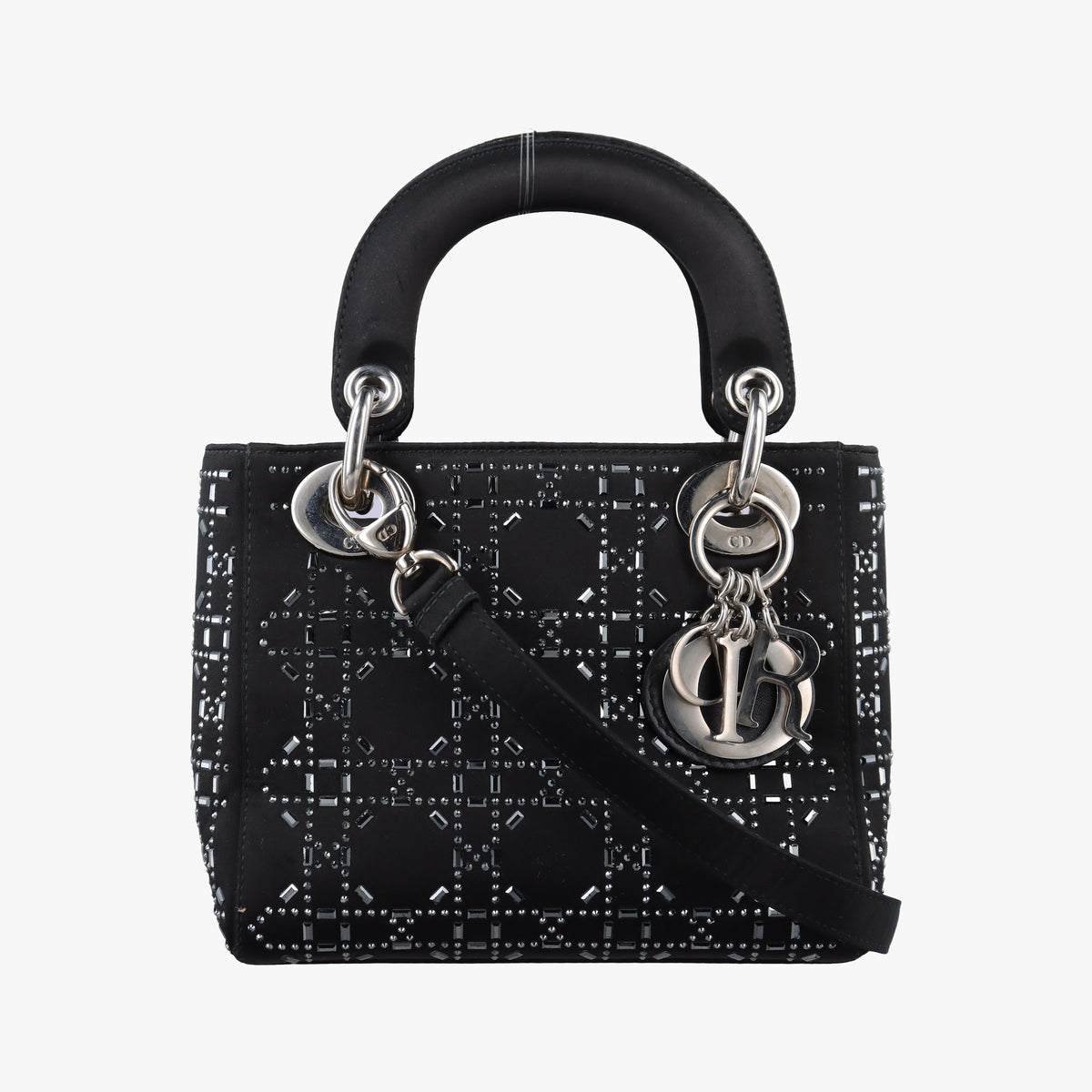 Pre-owned Christian Dior Lady Dior Black Silk  shoulderbag | stylenewstar