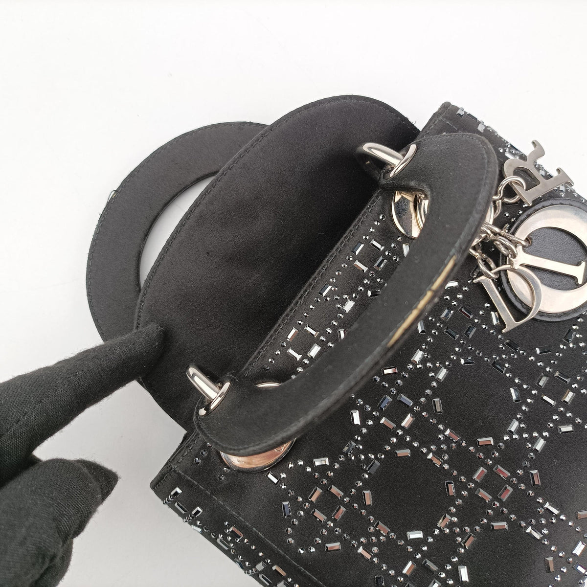 Pre-owned Christian Dior Lady Dior Black Silk  shoulderbag | stylenewstar
