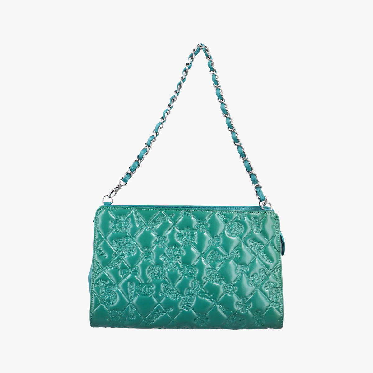 Secondhand Chanel Iconic Matelasse Turquoise Patent Leather A37156 shoulderbag | stylenewstar