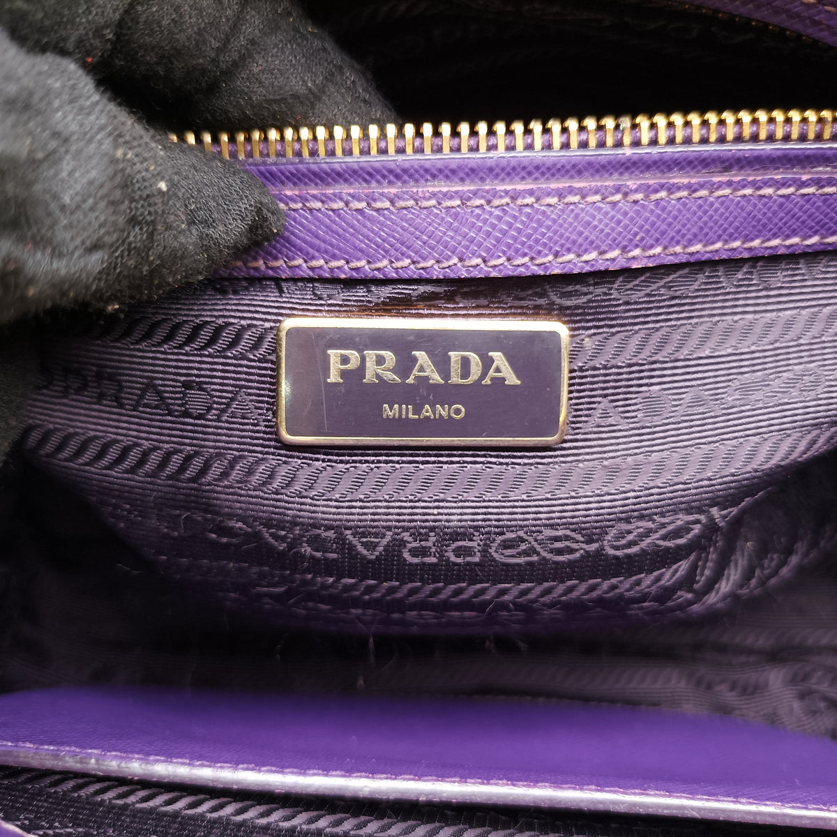 Pre-owned Prada Galleria Purple SAFFIANO Leather BN1801 handbag | stylenewstar
