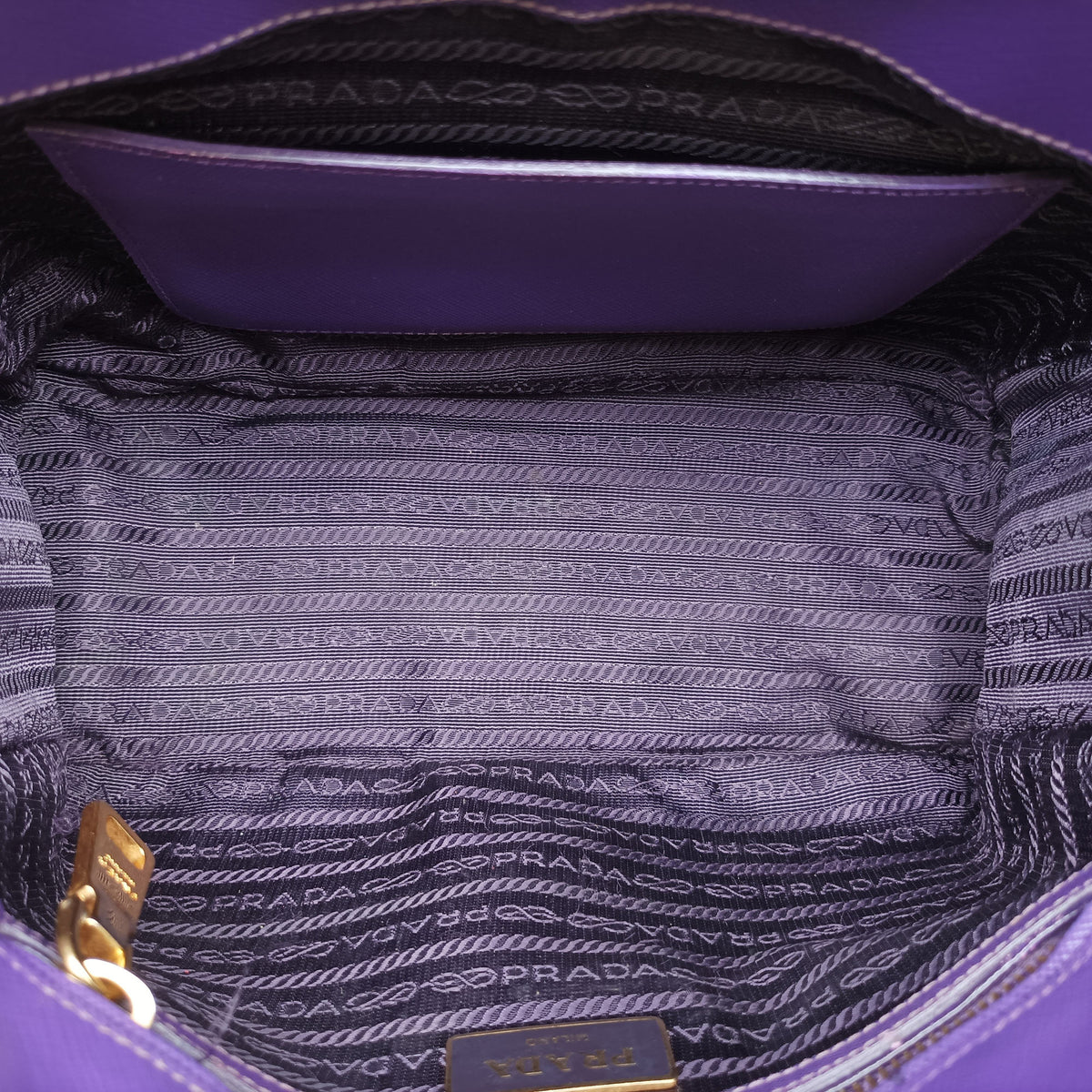 Pre-owned Prada Galleria Purple SAFFIANO Leather BN1801 handbag | stylenewstar