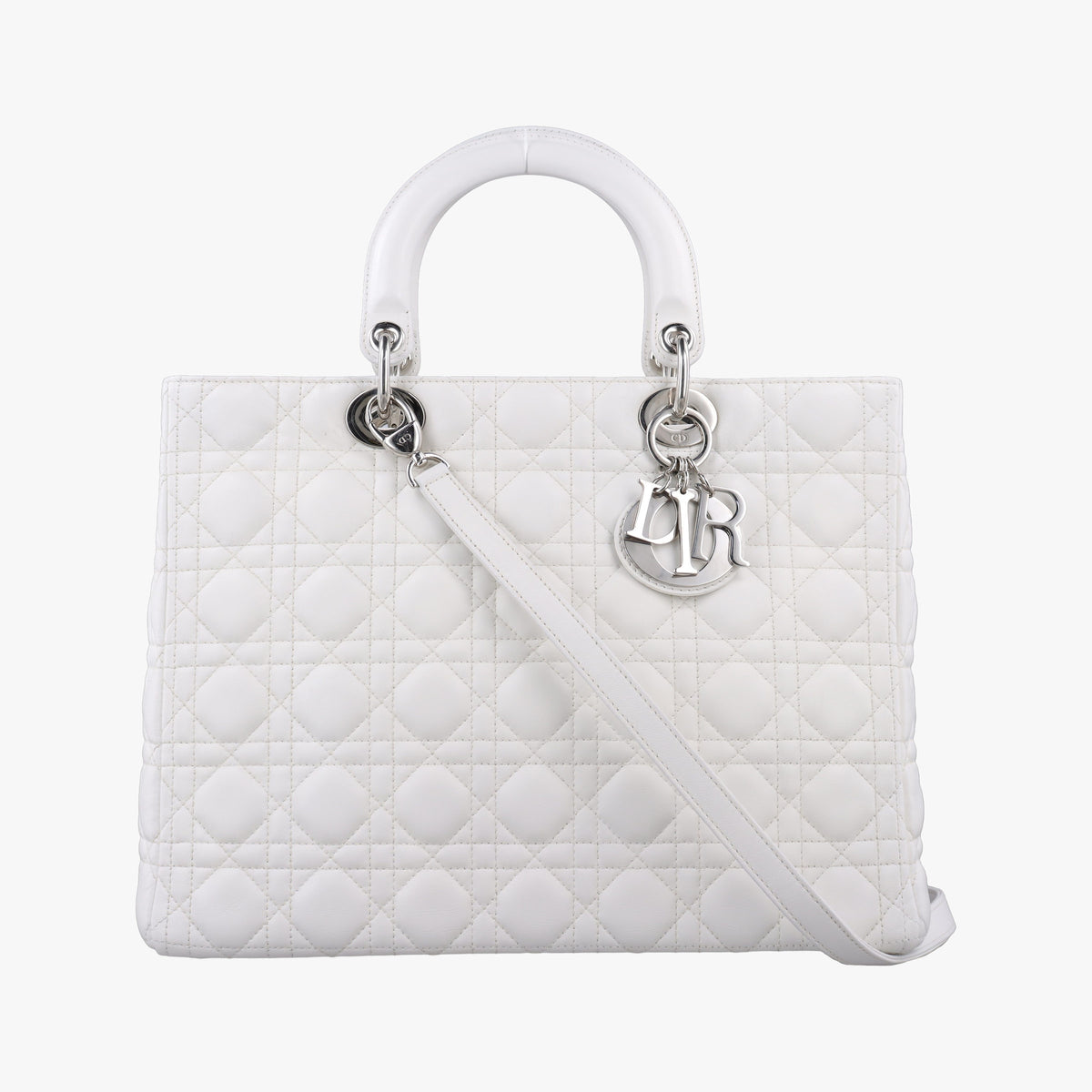 Vintage Christian Dior Lady Dior White lambskin  shoulderbag | stylenewstar