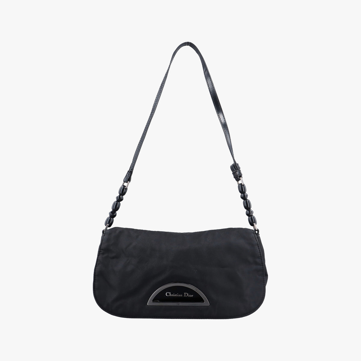 Pre-owned Christian Dior Malice pearl Black Nylon×leather  shoulderbag | stylenewstar