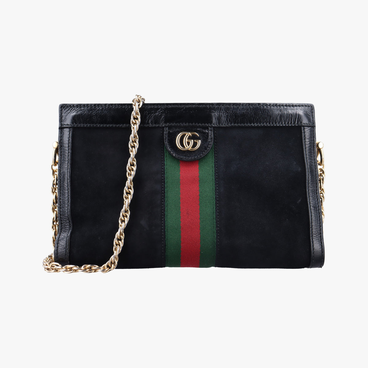 Pre-owned Gucci Ophidia Black Suede×Leather 503877 shoulderbag | stylenewstar