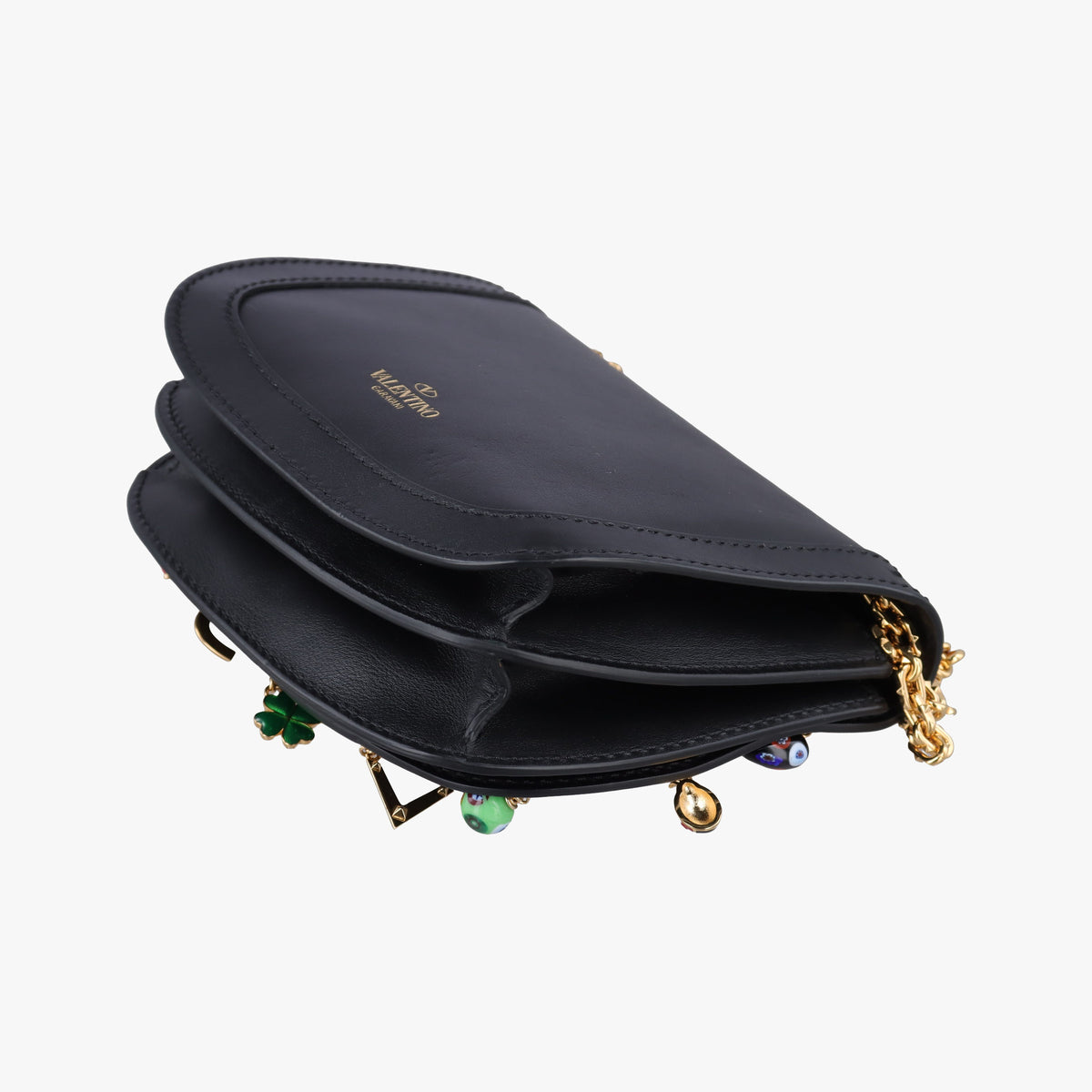 Pre-owned Valentino Lucky Rockstud Black Leather  shoulderbag | stylenewstar