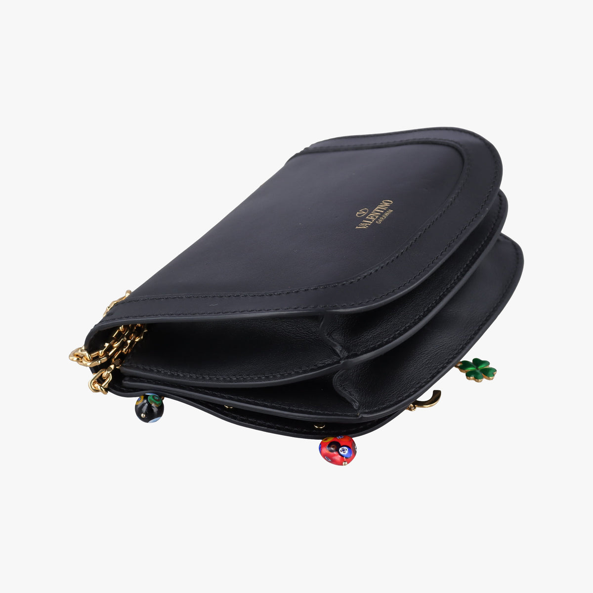 Pre-owned Valentino Lucky Rockstud Black Leather  shoulderbag | stylenewstar
