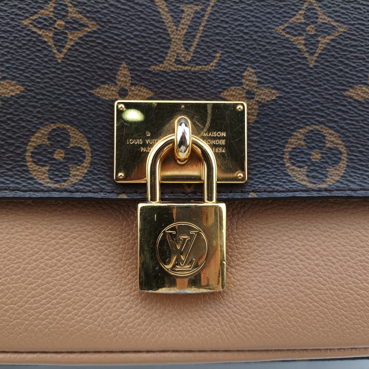 Vintage Louis Vuitton MARIGNAN brown×SESAME Monogram Canvas×calf leather M44544 shoulderbag | stylenewstar