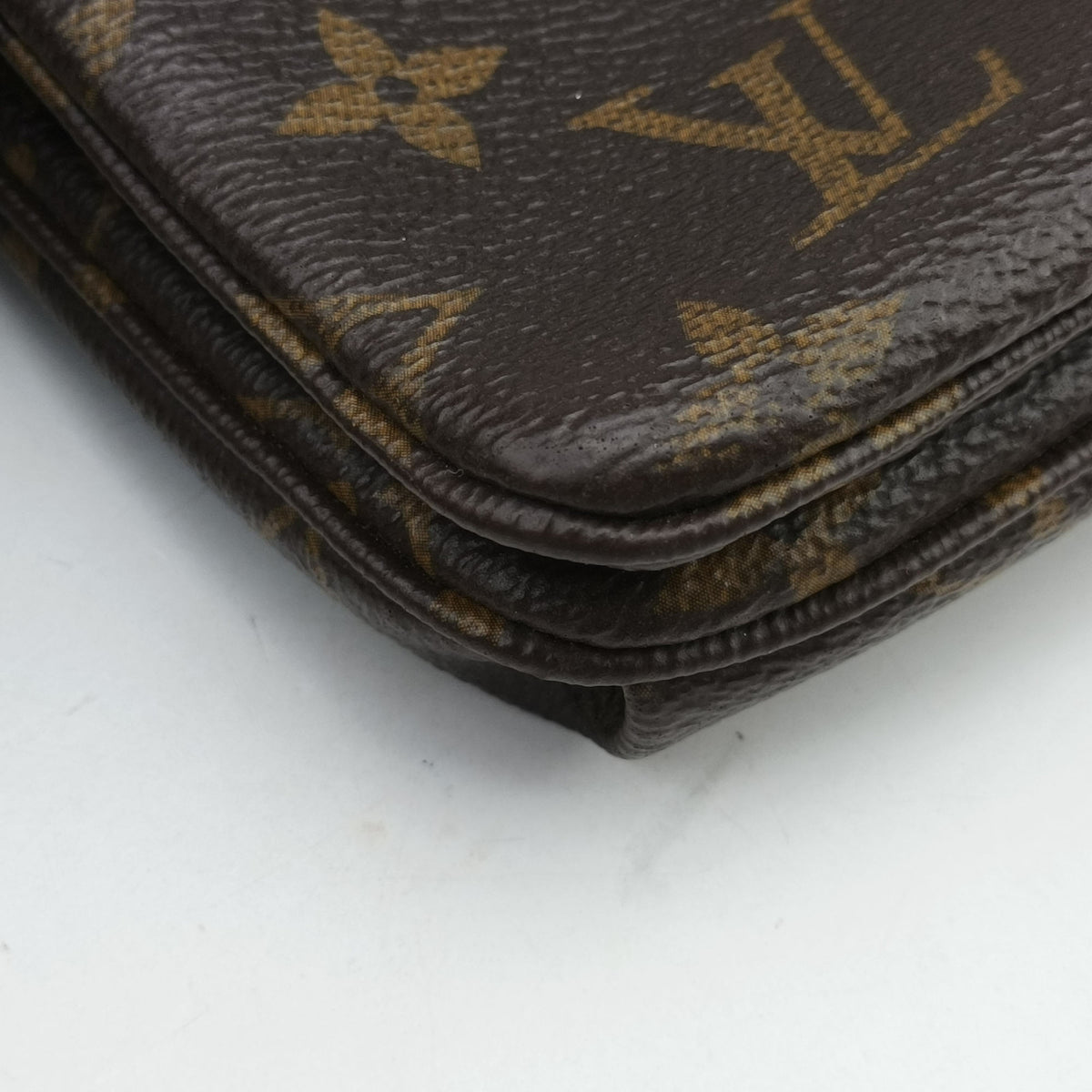 Pre-owned Louis Vuitton Twice Brown×Cerise Monogram Canvas×calf leather M50184 shoulderbag | stylenewstar