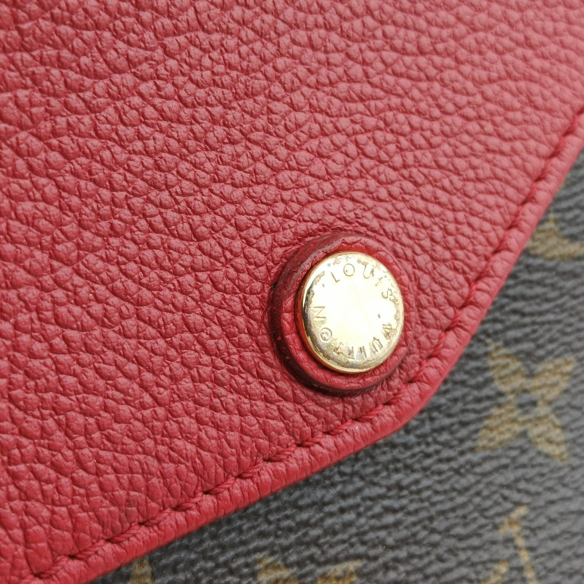 Pre-owned Louis Vuitton Twice Brown×Cerise Monogram Canvas×calf leather M50184 shoulderbag | stylenewstar