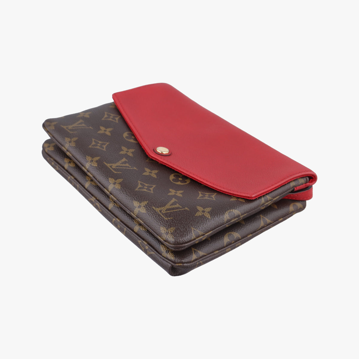 Pre-owned Louis Vuitton Twice Brown×Cerise Monogram Canvas×calf leather M50184 shoulderbag | stylenewstar