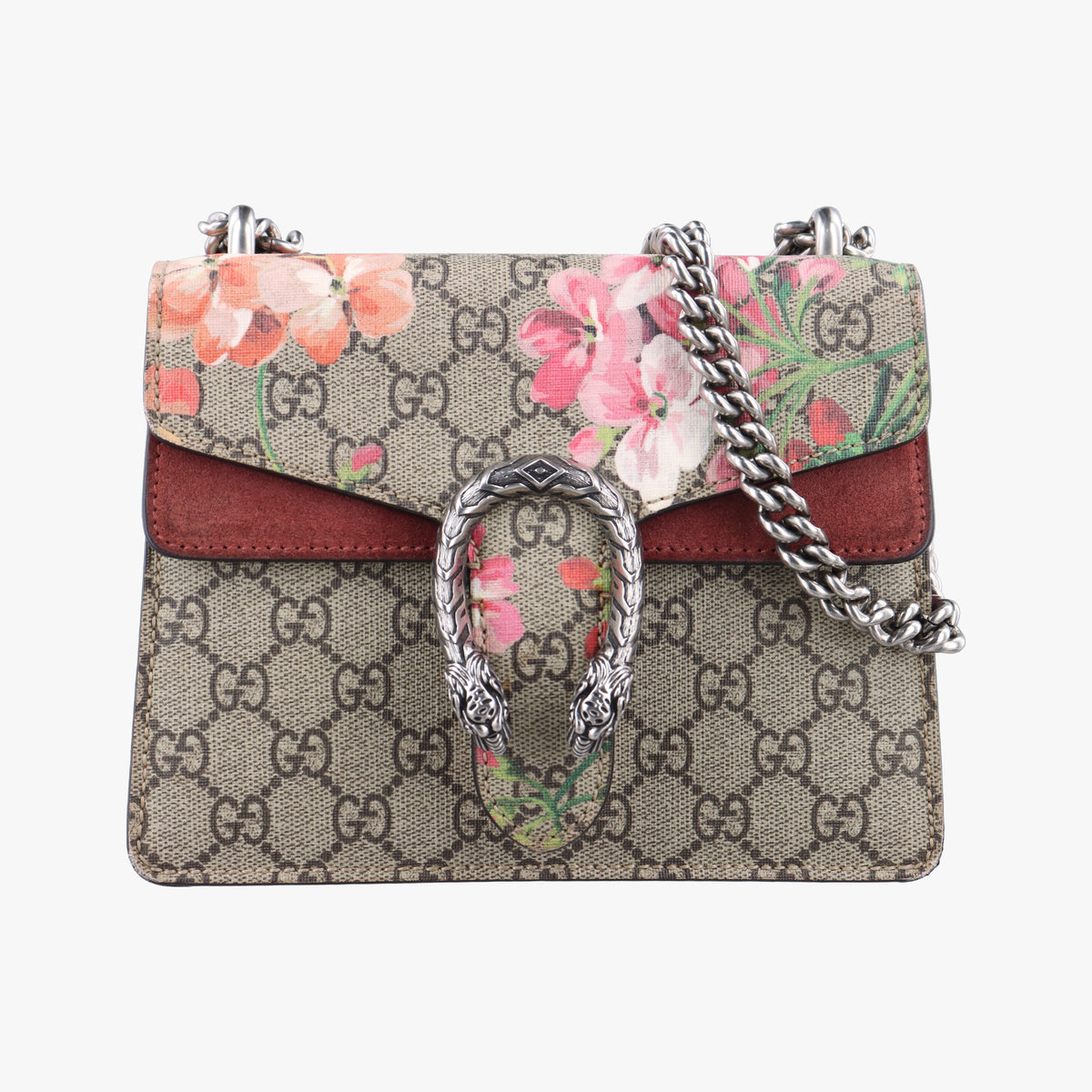 Pre-owned Gucci Dionysus beige×red×multicolor PVC coated canvas × suede 421970 shoulderbag | stylenewstar