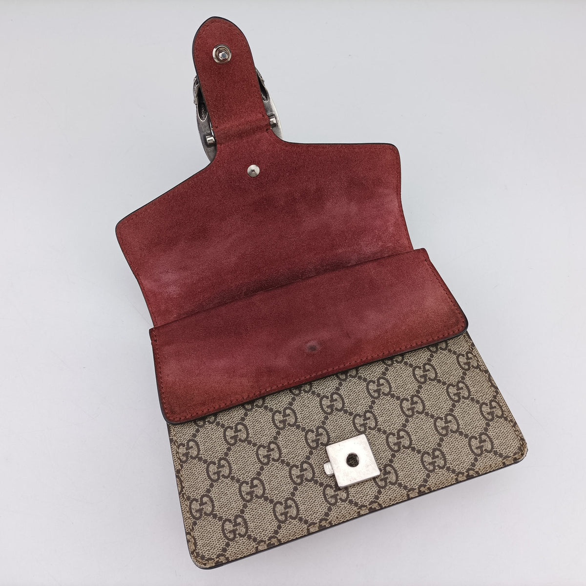 Pre-owned Gucci Dionysus beige×red×multicolor PVC coated canvas × suede 421970 shoulderbag | stylenewstar