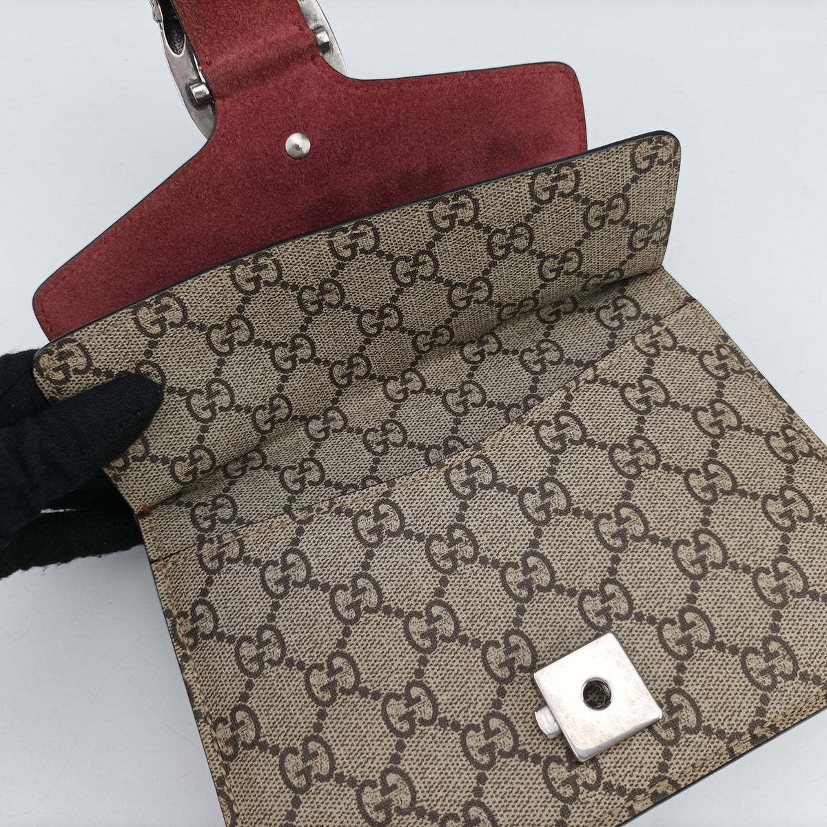 Pre-owned Gucci Dionysus beige×red×multicolor PVC coated canvas × suede 421970 shoulderbag | stylenewstar