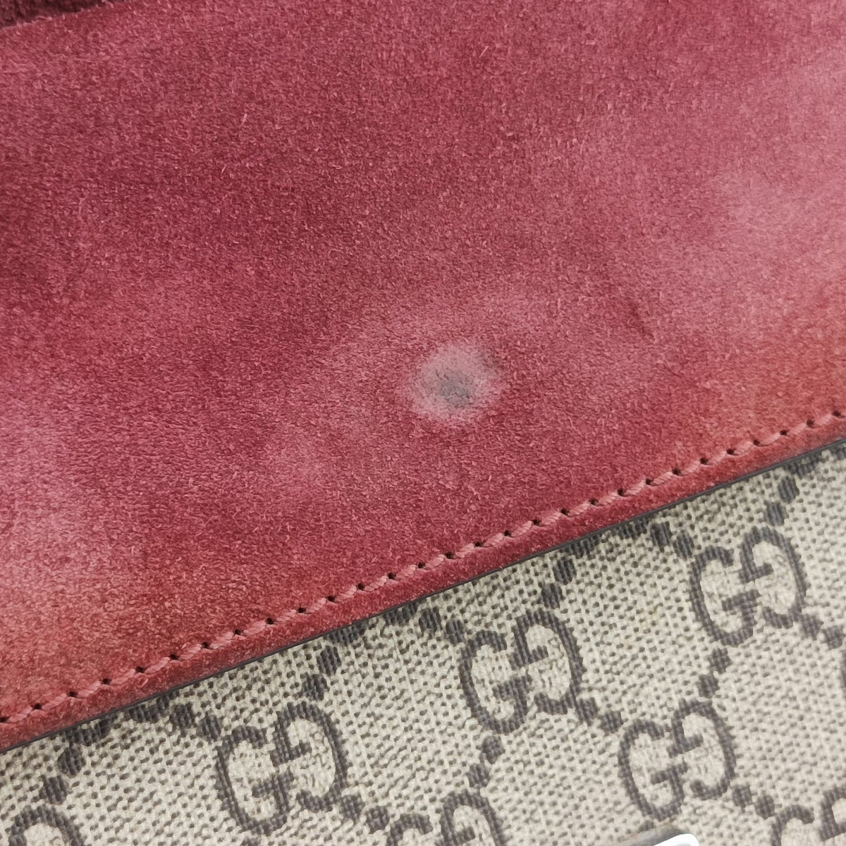 Pre-owned Gucci Dionysus beige×red×multicolor PVC coated canvas × suede 421970 shoulderbag | stylenewstar