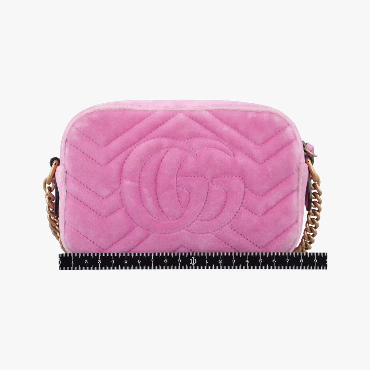 Pre-owned Gucci GG Marmont Pink velour 448065 shoulderbag | stylenewstar