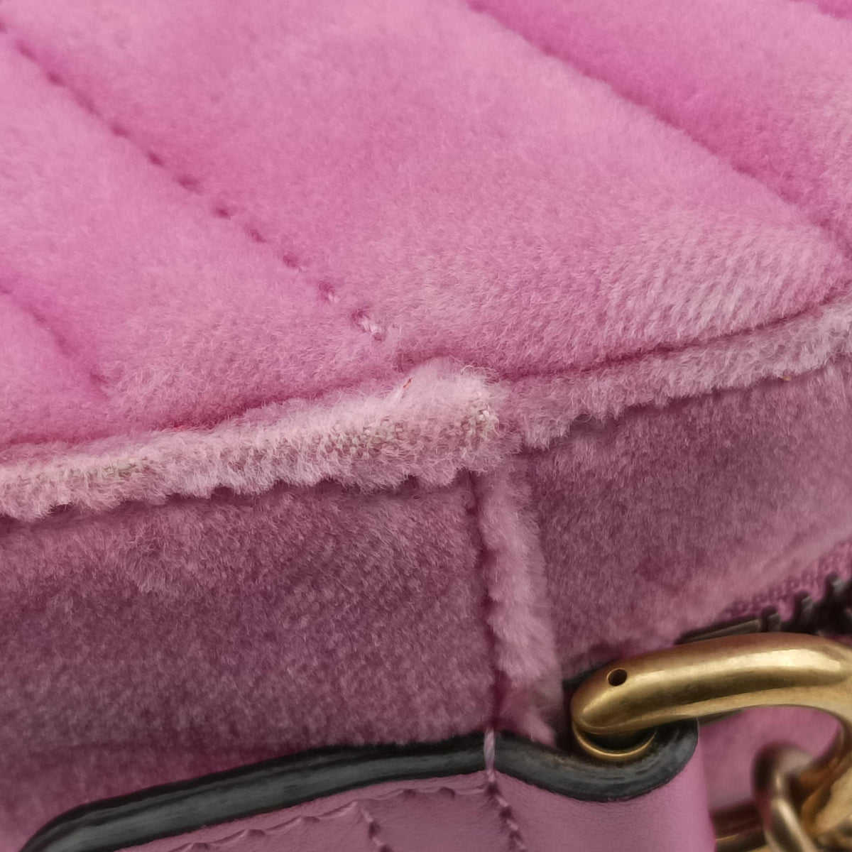 Pre-owned Gucci GG Marmont Pink velour 448065 shoulderbag | stylenewstar