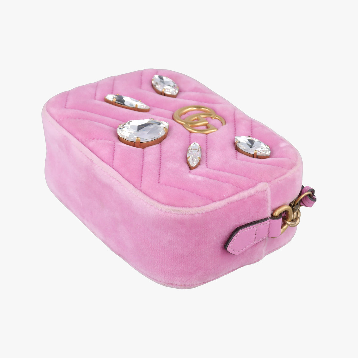 Pre-owned Gucci GG Marmont Pink velour 448065 shoulderbag | stylenewstar