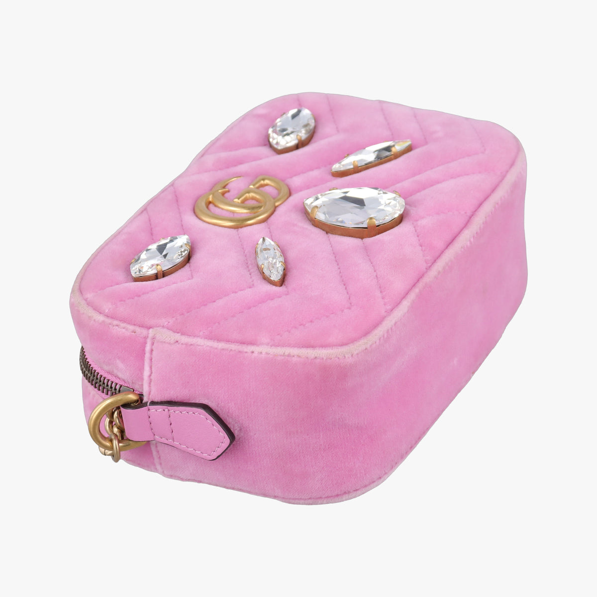 Pre-owned Gucci GG Marmont Pink velour 448065 shoulderbag | stylenewstar