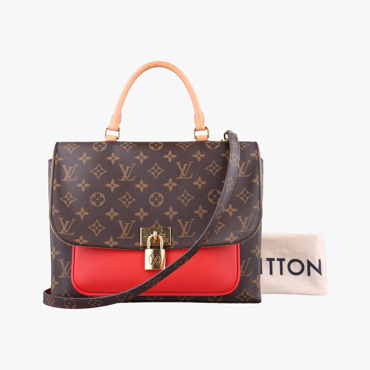 Vintage Louis Vuitton MARIGNAN Brown × Coquelicot Monogram Canvas×calf leather M44286 shoulderbag | stylenewstar