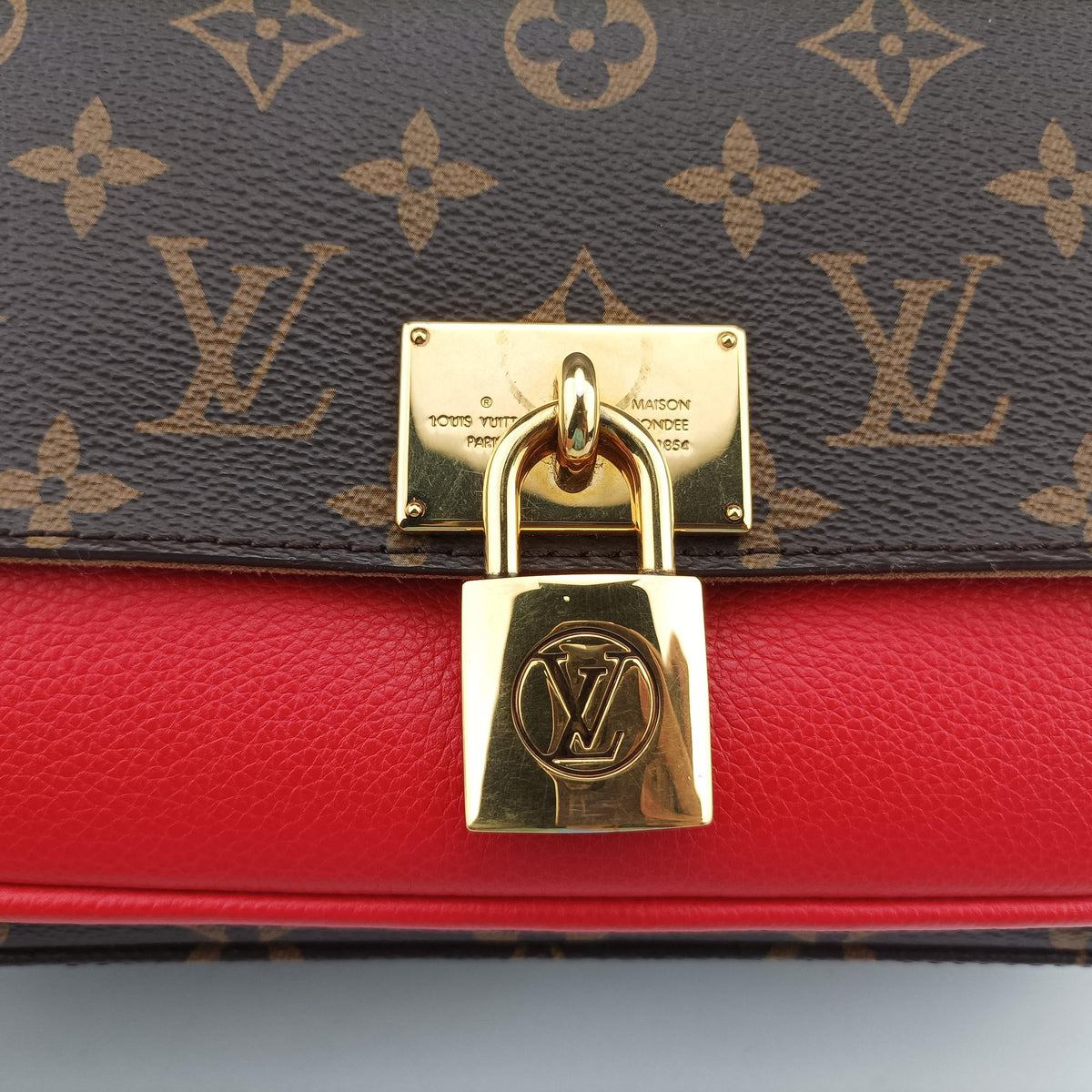 Vintage Louis Vuitton MARIGNAN Brown × Coquelicot Monogram Canvas×calf leather M44286 shoulderbag | stylenewstar