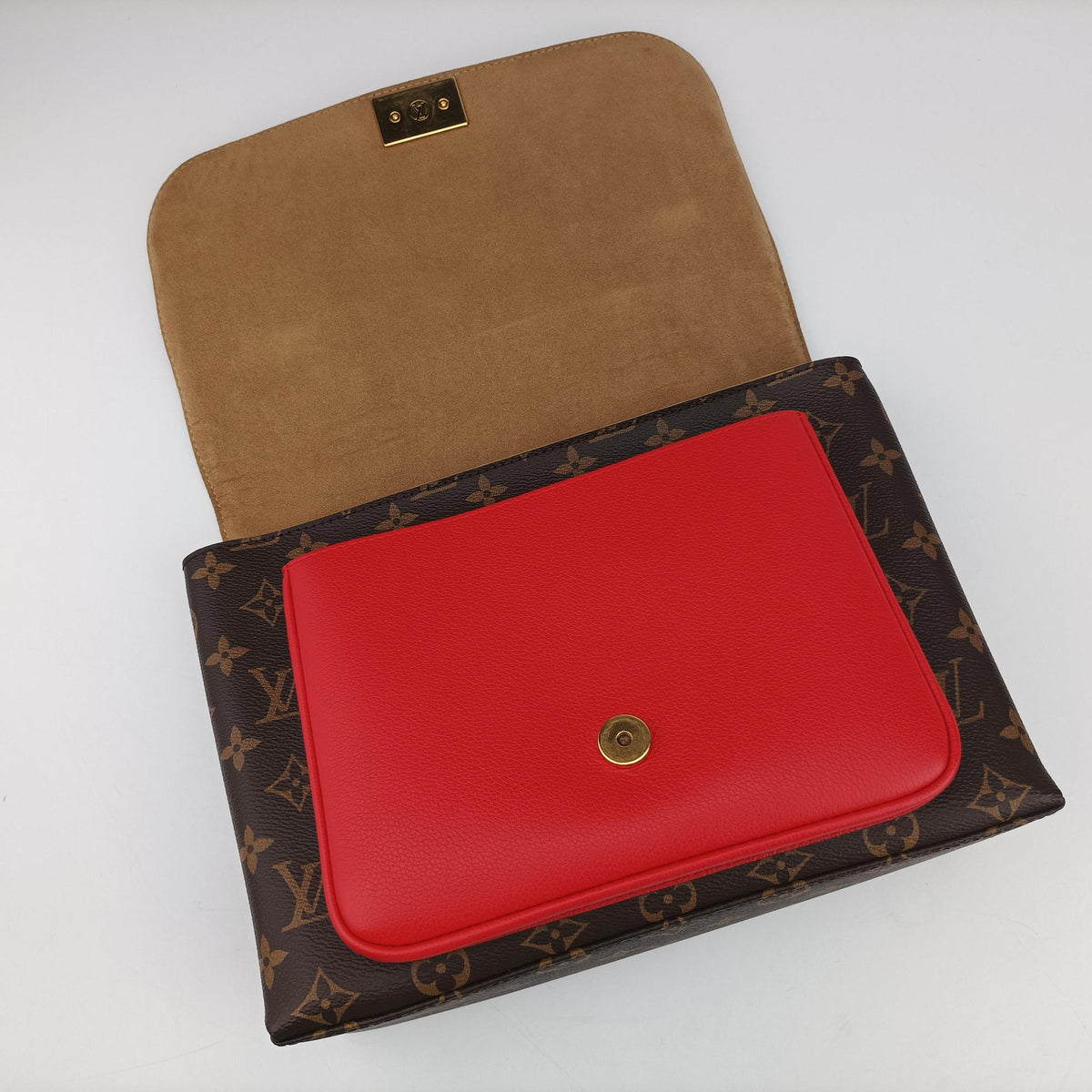 Vintage Louis Vuitton MARIGNAN Brown × Coquelicot Monogram Canvas×calf leather M44286 shoulderbag | stylenewstar