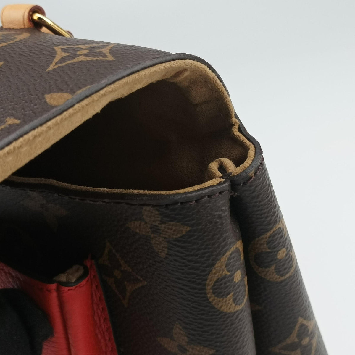 Vintage Louis Vuitton MARIGNAN Brown × Coquelicot Monogram Canvas×calf leather M44286 shoulderbag | stylenewstar
