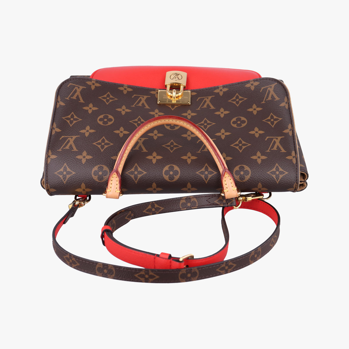 Vintage Louis Vuitton MARIGNAN Brown × Coquelicot Monogram Canvas×calf leather M44286 shoulderbag | stylenewstar