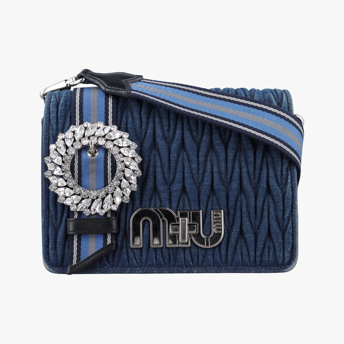 Pre-owned Miu Miu My Miu Blue Denim 5BF068 shoulderbag | stylenewstar