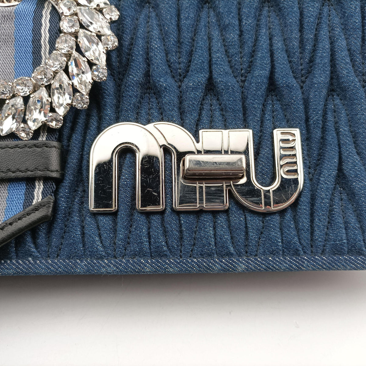 Pre-owned Miu Miu My Miu Blue Denim 5BF068 shoulderbag | stylenewstar