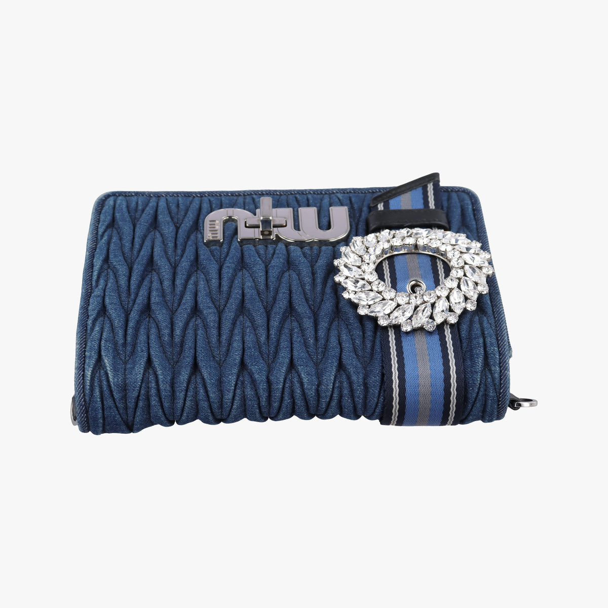 Pre-owned Miu Miu My Miu Blue Denim 5BF068 shoulderbag | stylenewstar