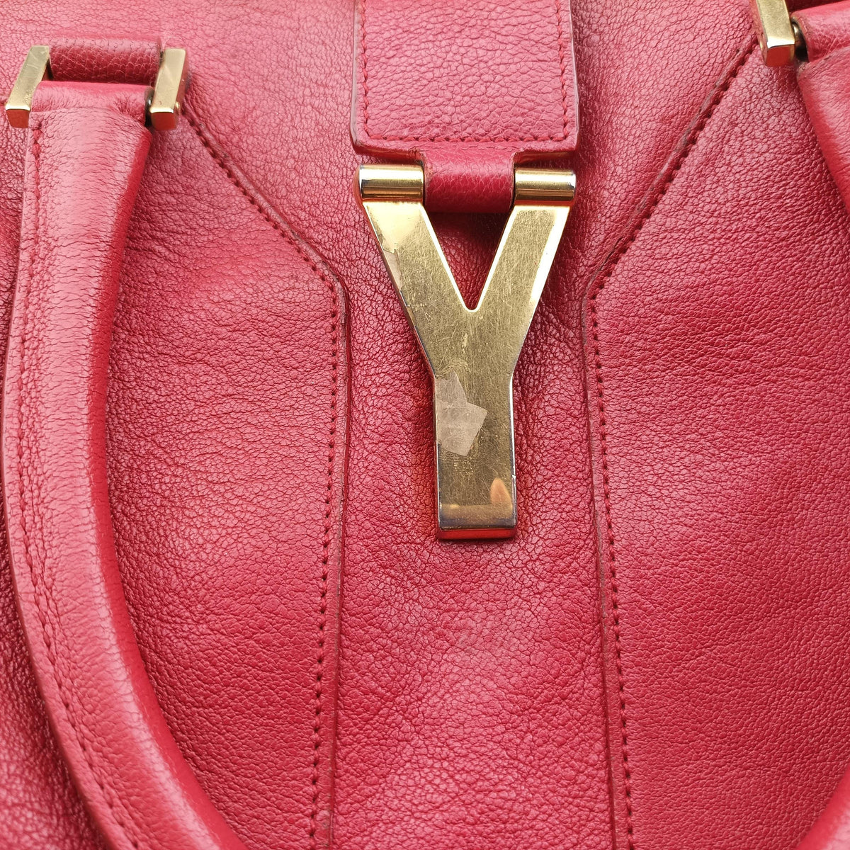 Pre-owned Yves Saint Laurent CABAS CHYC Red Leather 311220 handbag | stylenewstar