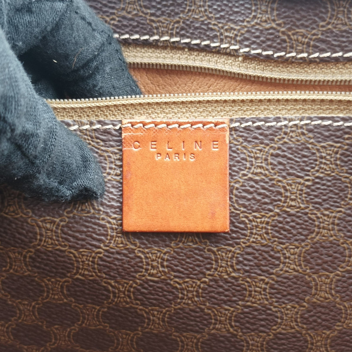 Secondhand Celine Macadam pattern Brown PVC-coated canvas×leather  shoulderbag | stylenewstar