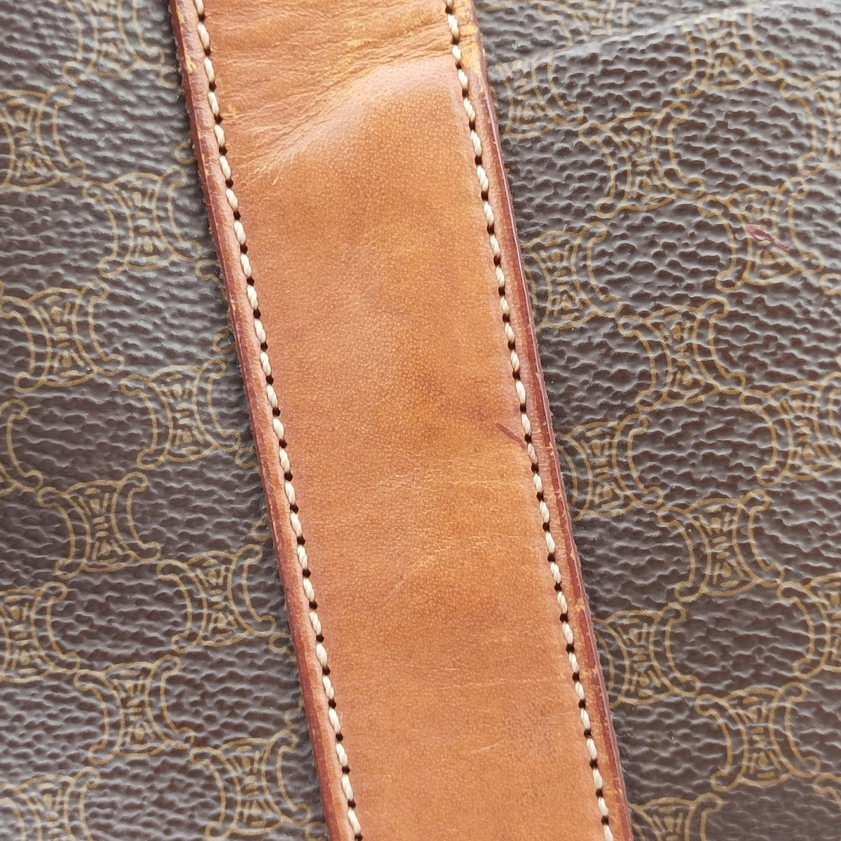 Pre-owned Celine Macadam pattern Brown PVC-coated canvas×leather  shoulderbag | stylenewstar