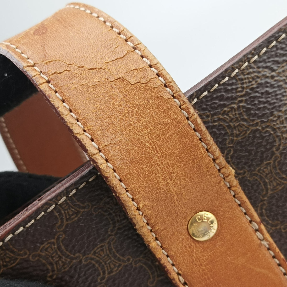 Secondhand Celine Macadam pattern Brown PVC-coated canvas×leather  shoulderbag | stylenewstar