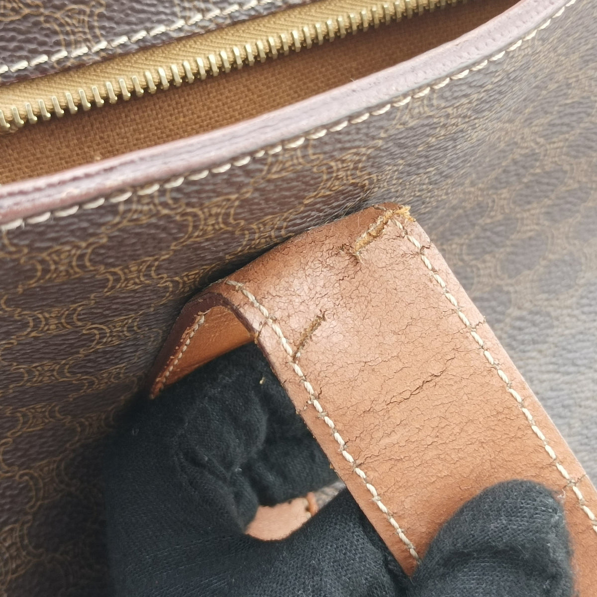 Secondhand Celine Macadam pattern Brown PVC-coated canvas×leather  shoulderbag | stylenewstar