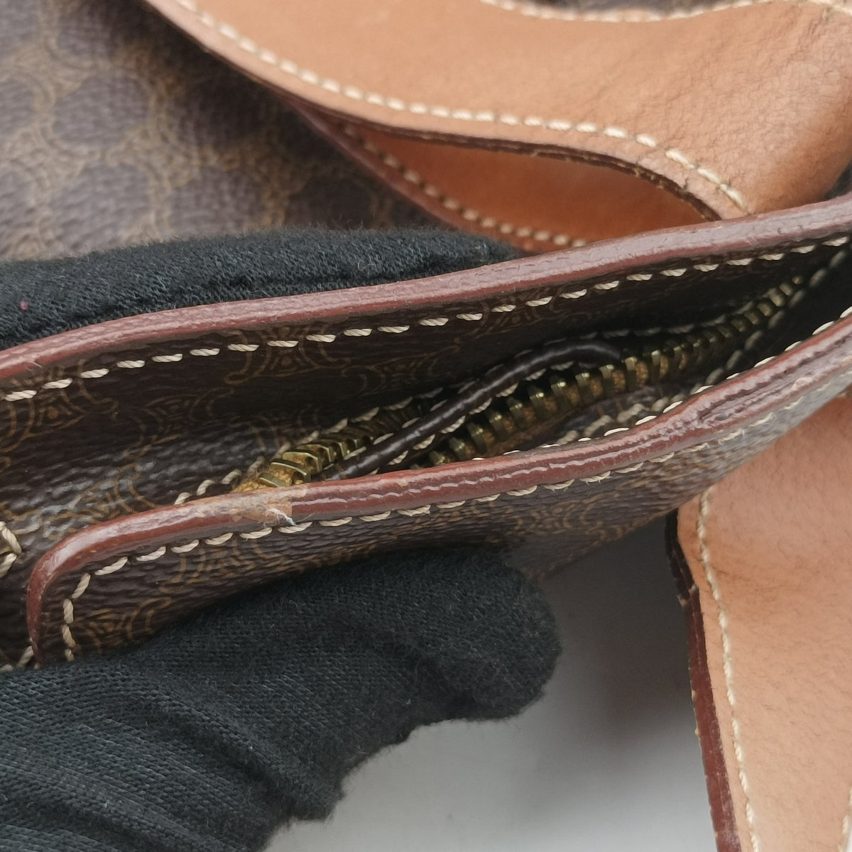 Pre-owned Celine Macadam pattern Brown PVC-coated canvas×leather  shoulderbag | stylenewstar