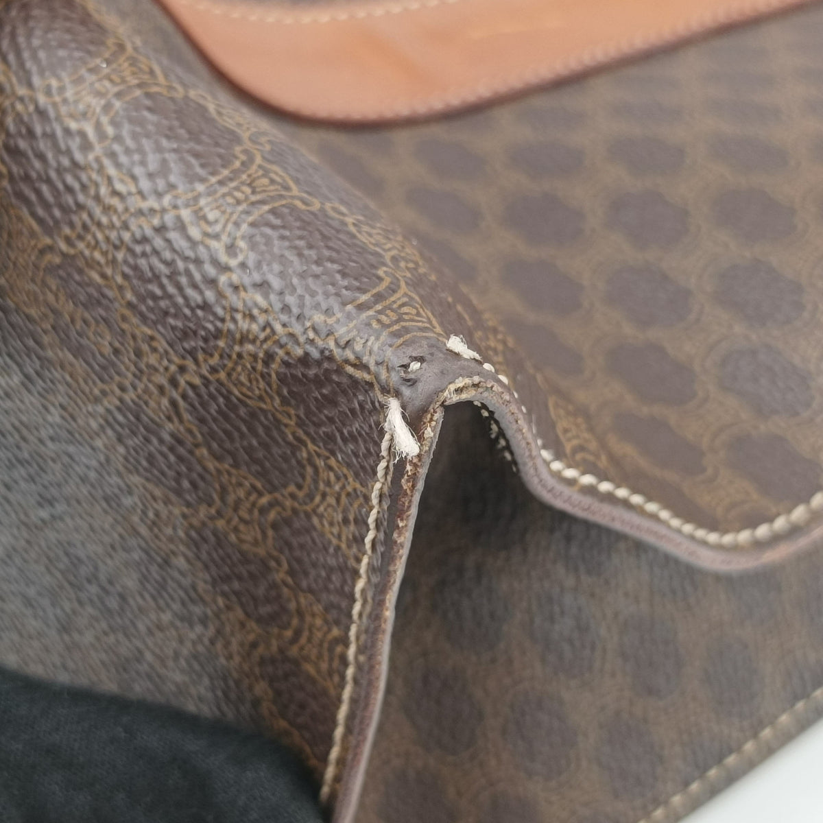 Pre-owned Celine Macadam pattern Brown PVC-coated canvas×leather  shoulderbag | stylenewstar
